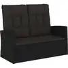 Image de vidaXL Banc de jardin avec fonction chaise longue & coussins Noir 118cm Poly rotin