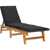 Image de vidaXL Chaise longue avec coussins Poly rotin & bois massif Acacia