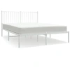 Image de vidaXL Cadre de lit avec tête de lit en métal blanc 135x190 cm
