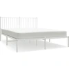 Image de vidaXL Cadre de lit avec tête de lit en métal blanc 160x200 cm