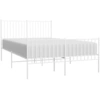 Image de vidaXL Cadre de lit avec tête et pied de lit en métal blanc 135x190 cm