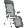 Image de vidaXL Chaises longues pliantes avec repose-pieds 2 pcs. Gris Textilène