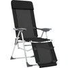 Image de vidaXL Chaises longues pliantes avec repose-pieds 2 pcs. noir Textilène