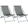 Image de vidaXL Chaises de plage 2 pcs. Pliable Gris Aluminium et Textilène