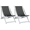Image de vidaXL Chaises de plage 2 pcs. Pliable Noir Aluminium et Textilène