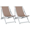 Image de vidaXL Chaises de plage 2 pcs. Pliable Marron Aluminium et Textilène