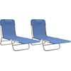 Image de vidaXL Bain de soleil pliable 2 pcs. Bleu Textilène et acier