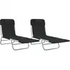 Image de vidaXL Bain de soleil pliable 2 pcs. noir textilène et acier