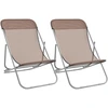 Image de vidaXL Chaises de plage 2 pcs. Marron Textilène & Acier revêtu par poudre