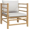 Image de vidaXL Fauteuil de jardin avec coussins gris clair en bambou