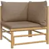 Image de vidaXL Canapé d'angle de jardin avec coussin taupe en bambou