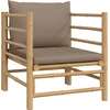 Image de vidaXL Fauteuil de jardin avec coussin taupe en bambou