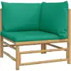 Image de vidaXL Canapé d'angle de jardin avec coussins verts en bambou