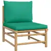 Image de vidaXL Canapé de jardin central avec coussins verts en bambou