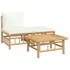 Image de vidaXL Ensemble de salon de jardin 3 pièces avec coussins Crème Bambou