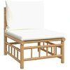 Image de vidaXL Canapé de jardin central avec coussins blancs crème en bambou