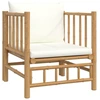 Image de vidaXL Fauteuil de jardin avec coussins blanc crème Bambou