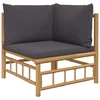 Image de vidaXL Canapé d'angle de jardin avec coussins gris foncé en bambou