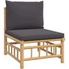 Image de vidaXL Canapé de jardin central avec coussins gris foncé en bambou