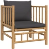 Image de vidaXL Fauteuil de jardin avec coussins gris foncé en bambou