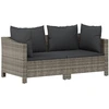 Image de vidaXL Ensemble de salon de jardin 2 pièces avec coussins Gris Poly rotin