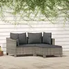 Image de ensemble de salon de jardin 3 pièces avec coussins Gris Poly Rattan
