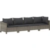 Image de vidaXL Ensemble salon de jardin 4 pièces avec coussins Gris Poly rotin