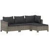 Image de vidaXL Ensemble salon de jardin 4 pièces avec coussins Gris Poly rotin