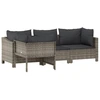 Image de vidaXL Ensemble salon de jardin 4 pièces avec coussins Gris Poly rotin