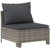 Image de vidaXL Canapé de jardin central avec coussins Gris Poly Rattan