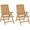 Image de vidaXL Chaises de jardin 2 pcs. Réglable bois massif teck