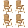 Image de vidaXL Chaises de jardin 4 pcs. Réglable bois massif teck
