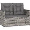 Image de vidaXL Banc de jardin avec coussins Gris 105 cm Poly rotin