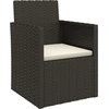 Image de vidaXL Fauteuil de jardin avec coussin noir Poly rotin