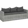 Image de vidaXL Canapé de jardin 3 places avec coussins Gris Poly rotin