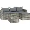 Image de vidaXL Ensemble de salon de jardin 3 pièces avec coussins Gris Poly rotin