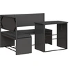 Image de vidaXL Canapé de jardin en L avec table et coussins Noir Poly Rattan
