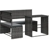 Image de vidaXL Canapé de jardin en L avec table et coussins Gris Poly rotin