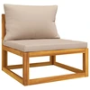 Image de vidaXL Canapé central de jardin avec coussins Taupe Bois massif Acacia