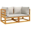 Image de vidaXL Canapés d'angle modulaires 2 pièces avec coussins gris clair en bois massif d'acacia