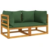 Image de vidaXL Canapés d'angle modulaires 2 pcs. avec coussins verts en bois massif d'acacia