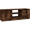 Image de vidaXL Armoire TV avec porte chêne fumé 102x30x36 cm