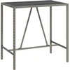 Image de vidaXL Table de bar avec plateau en verre Gris 110x70x110 cm Poly rotin