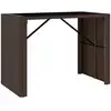 Image de vidaXL Table de bar avec plateau en verre brun 145x80x110 cm Poly rotin