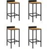 Image de vidaXL Tabouret de bar 4 pcs. noir poly rotin et bois massif acacia