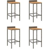 Image de vidaXL Tabouret de bar 4 pcs. Gris Poly rotin et bois massif acacia