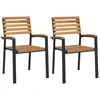 Image de vidaXL Chaises de jardin empilables 2 pcs. Bois massif acacia et métal