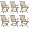 Image de vidaXL Chaises de jardin 6 pcs. Pliable Gris 56x61x89 cm Bois massif Teck