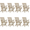 Image de vidaXL Chaises de jardin 8 pcs. Pliable Gris 56x61x89 cm Bois massif Teck