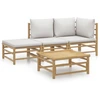 Image de vidaXL Ensemble de salon de jardin 4 pièces avec coussins gris clair en bambou